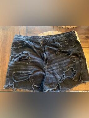 American Eagle Outfitters Distressed Black Denim Shorts